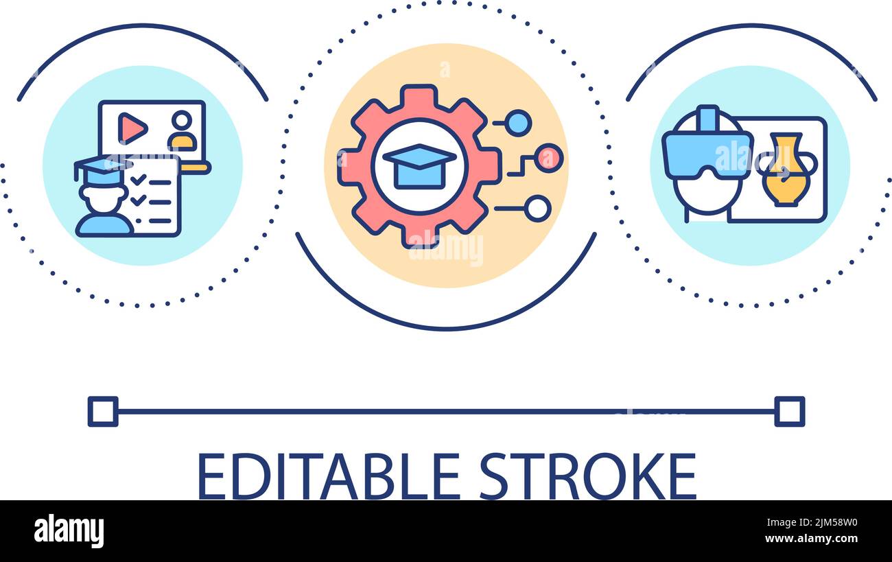 Using virtual reality in education loop concept icon Stock Vector