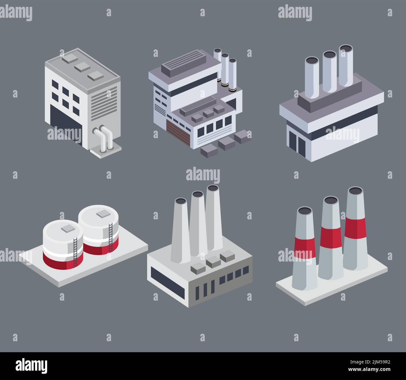 six isometric industrial buildings Stock Vector Image & Art - Alamy
