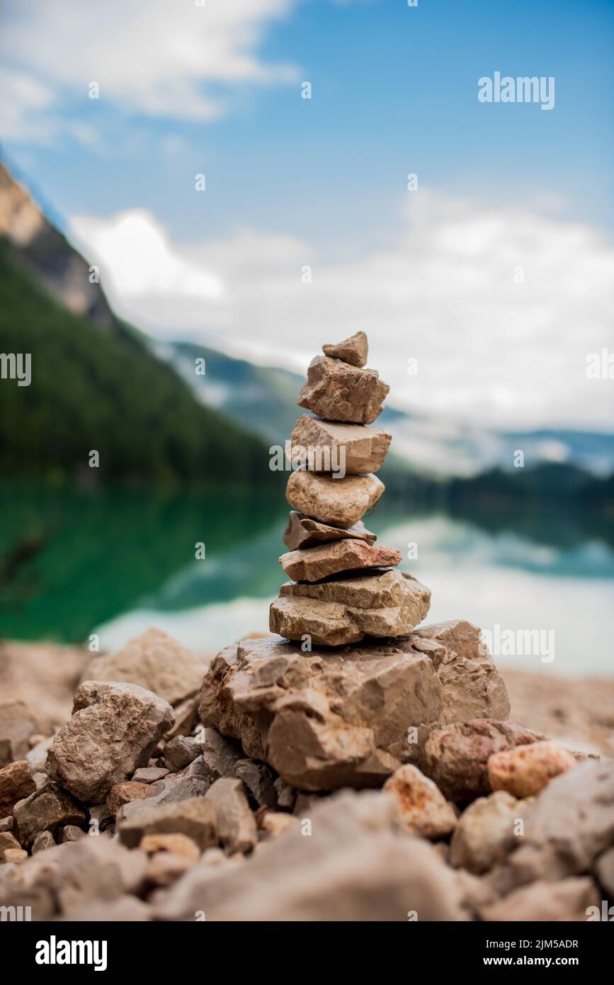 Pile of stones on a mountain top hi-res stock photography and images ...