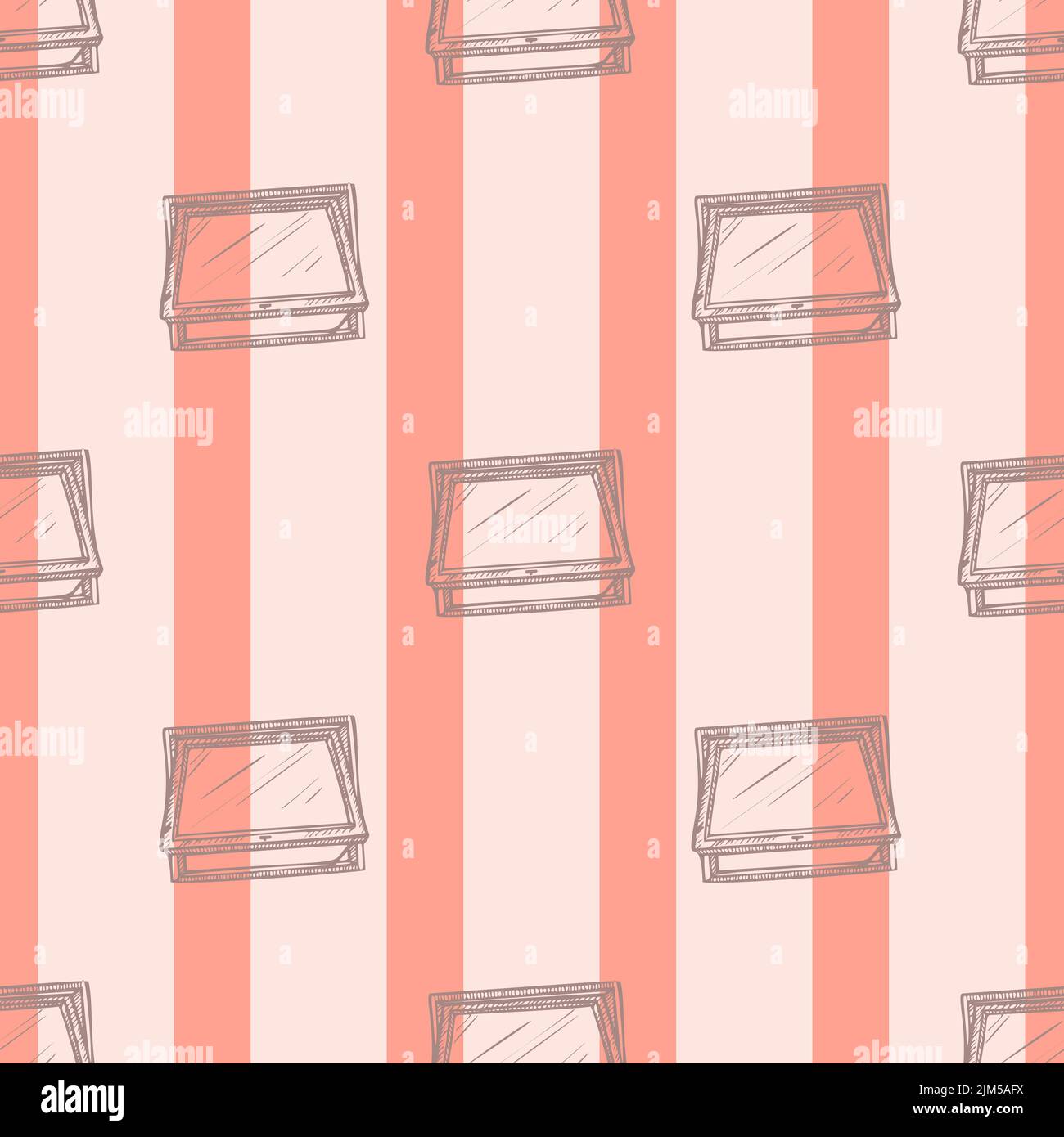 Opened window lean forward seamless pattern. Retro element inside wall ...