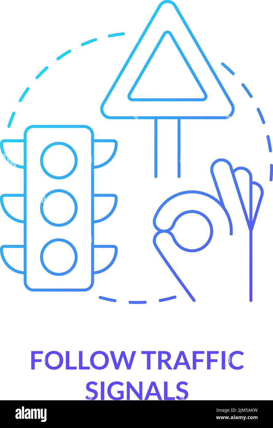 Follow traffic signals blue gradient concept icon Stock Vector