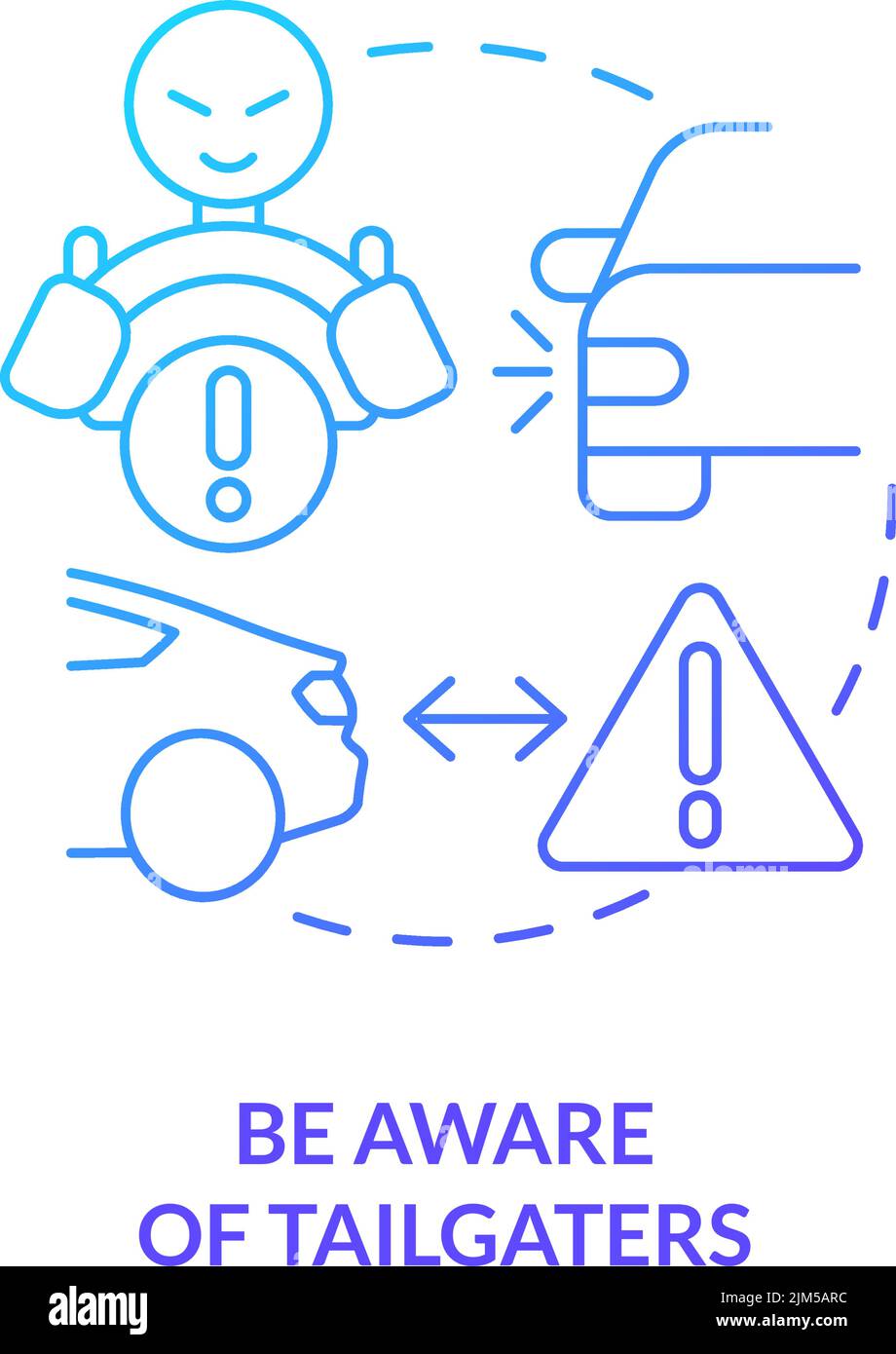 Be aware of tailgaters blue gradient concept icon Stock Vector