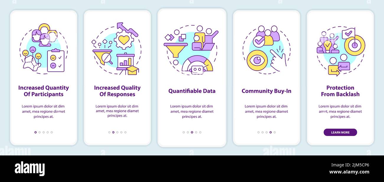Advantages of digital engagement onboarding mobile app screen Stock ...