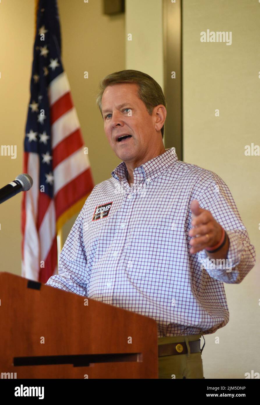 Blairsville, GA, USA. 4th Aug, 2022. Brian Kemp at a public appearance for Florida Governor Brian Kemp Meet and Greet, Blairsville Community Center, Blairsville, GA August 4, 2022. Credit: Derek Storm/Everett Collection/Alamy Live News Stock Photo