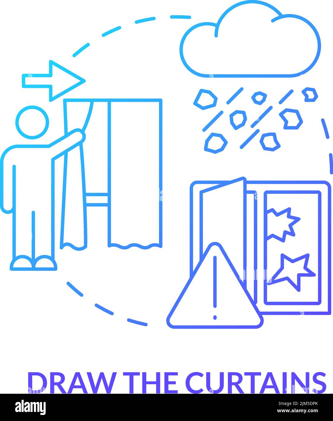 Draw curtains blue gradient concept icon Stock Vector