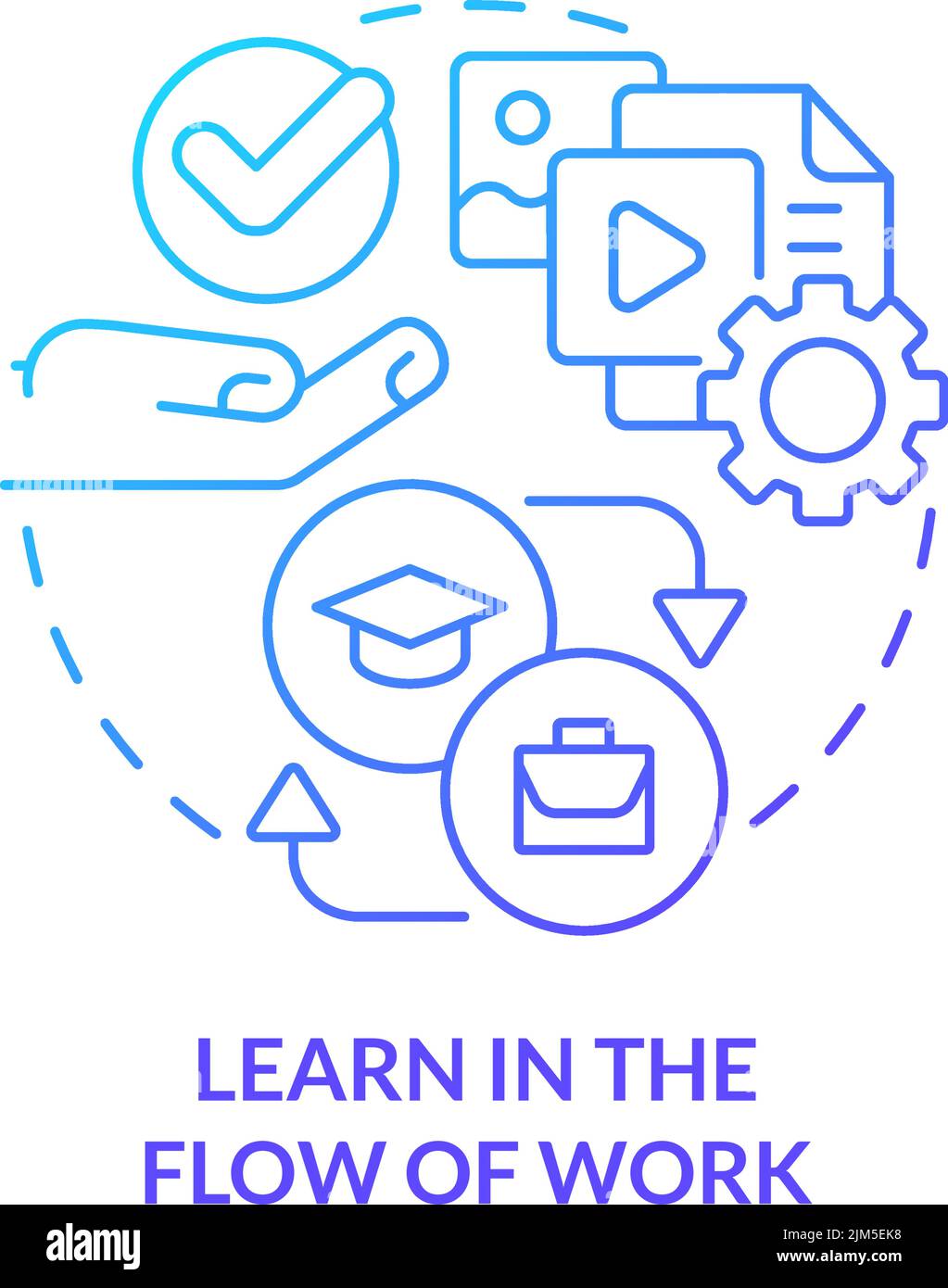Learn in flow of work blue gradient concept icon Stock Vector Image ...