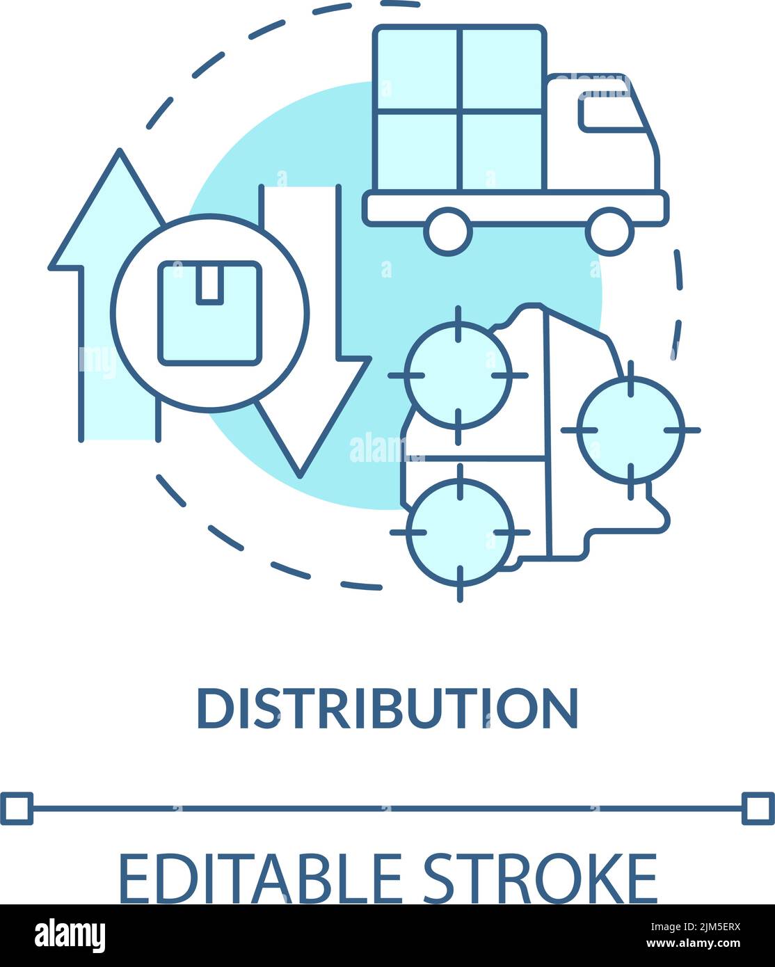 Distribution turquoise concept icon Stock Vector