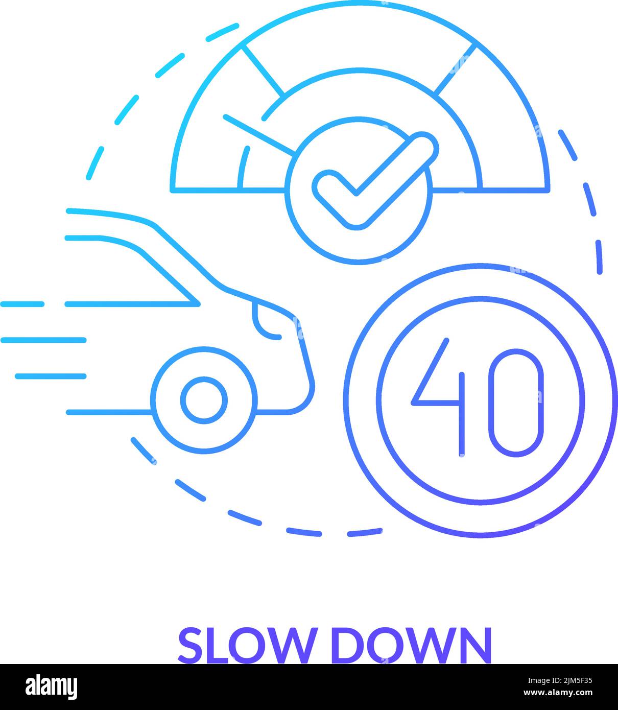 Slow down blue gradient concept icon Stock Vector