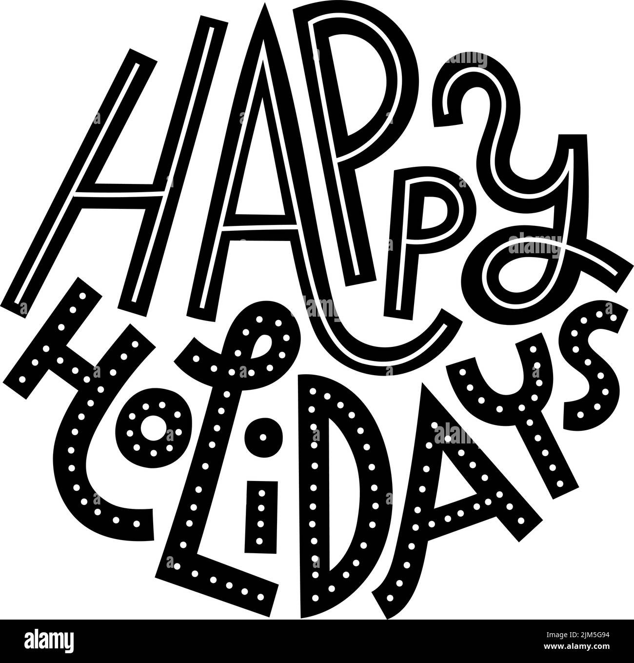 Happy holidays round-shaped lettering art Stock Vector