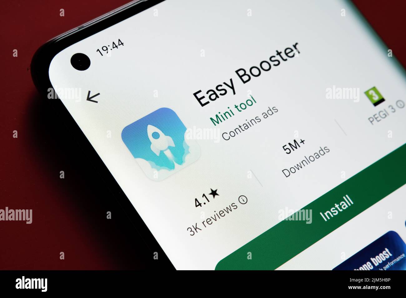Easy booster app seen on the screen of smartphone. August 2, 2022. Stock Photo