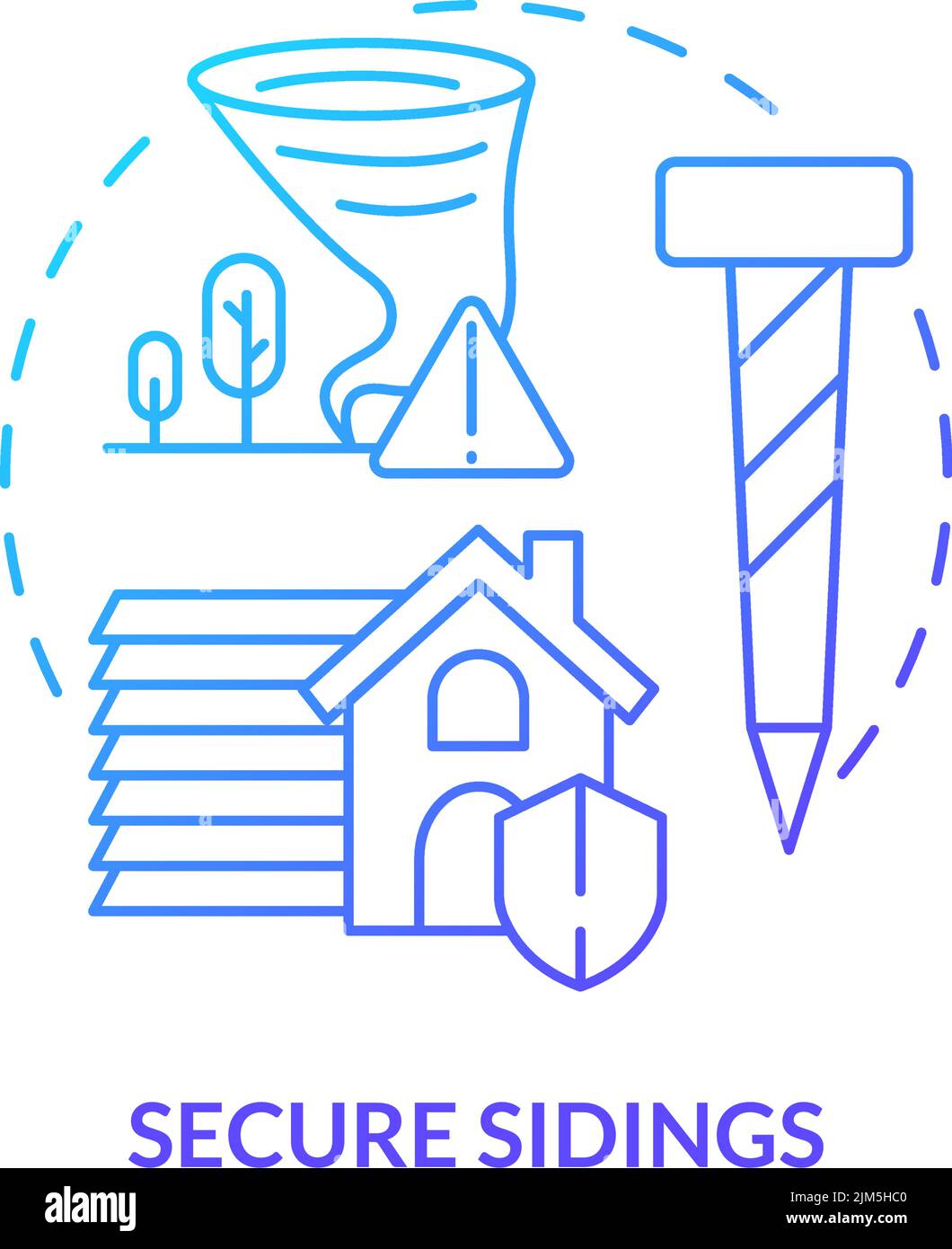 Secure sidings blue gradient concept icon Stock Vector