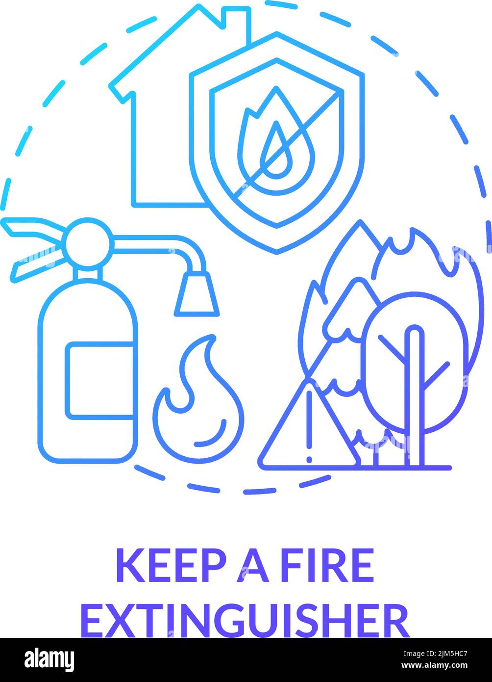 Keep fire extinguisher blue gradient concept icon Stock Vector