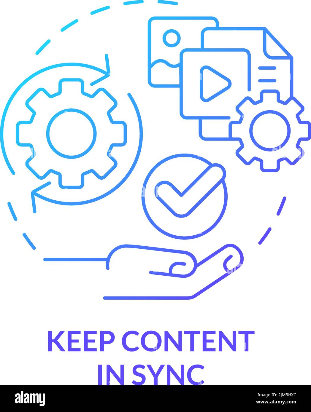 Keep content in sync blue gradient concept icon Stock Vector