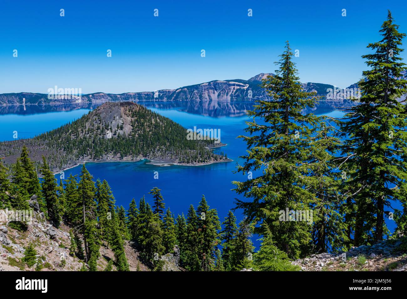 Watchman Viewing area in Crater Lake National Park Stock Photo