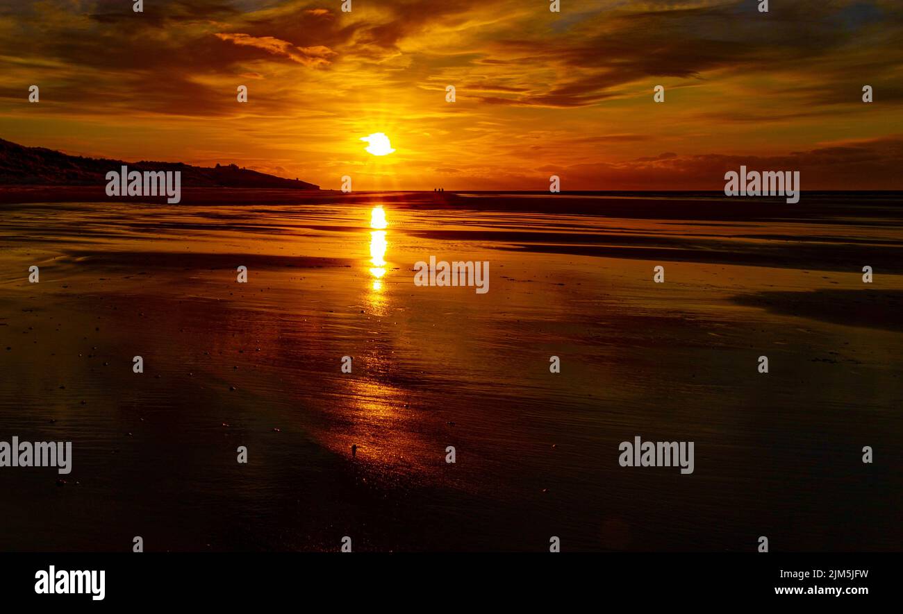 View of sunset at East Beach, Lossiemouth, Scotland Stock Photo Alamy