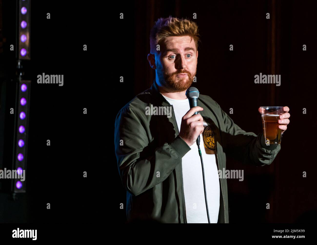 Edinburgh, Scotland, United Kingdom, 4th August 2022. Edinburgh Festival Fringe: The Stand Comedy Club presents a showcase of the comedic talent on offer at this year's Fringe at the New Town Theatre. Pictured: Gareth Waugh.  Credit: Sally Anderson/Alamy Live News Stock Photo