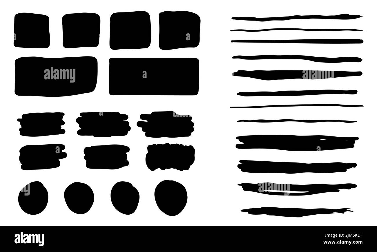 Hand draw doodle shape rough and rectangle grunge brush texture ...