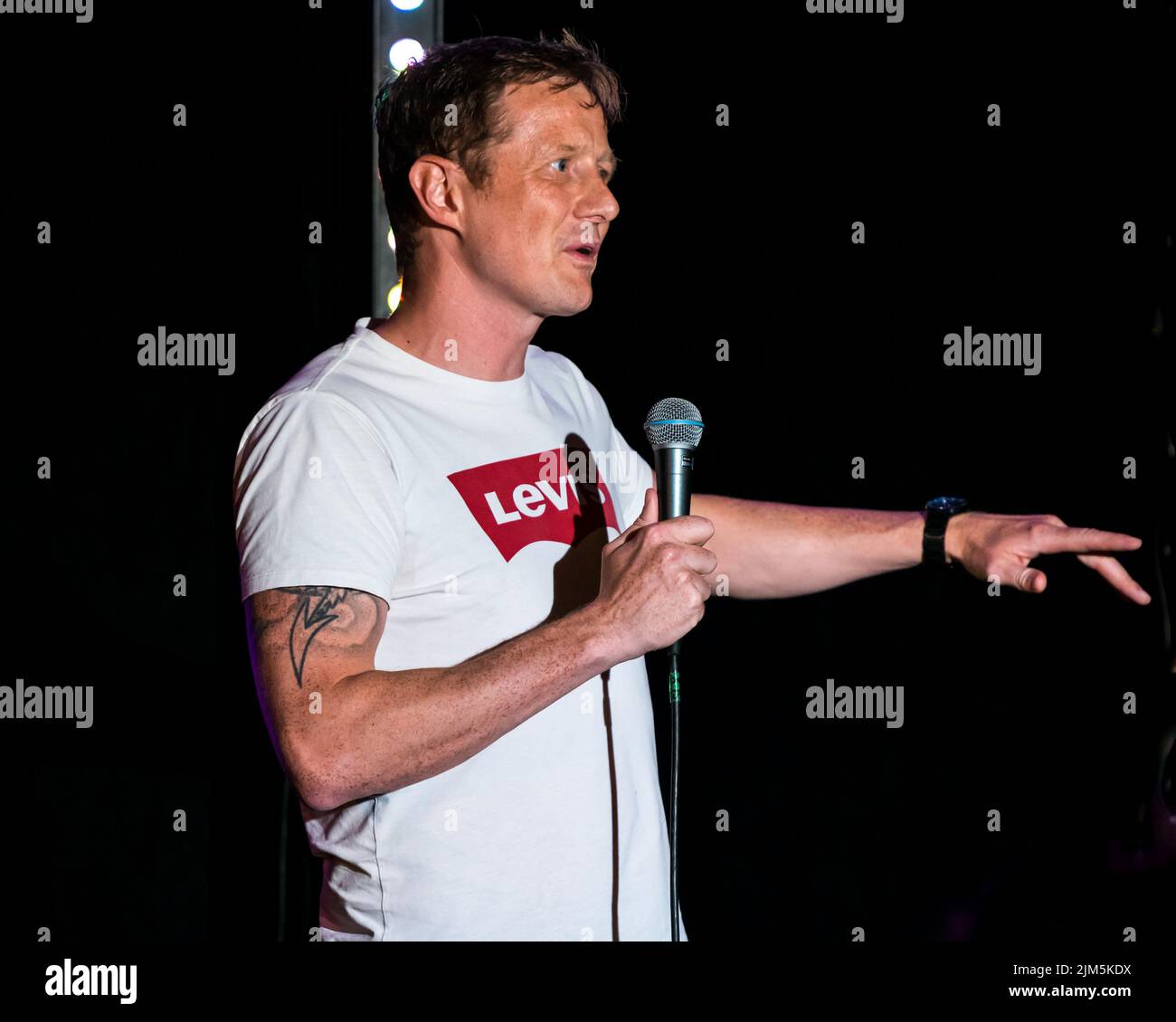 Edinburgh, Scotland, United Kingdom, 4th August 2022. Edinburgh Festival Fringe: The Stand Comedy Club presents a showcase of the comedic talent on offer at this year's Fringe at the New Town Theatre. Pictured: Kai Humphries.   Credit: Sally Anderson/Alamy Live News Stock Photo