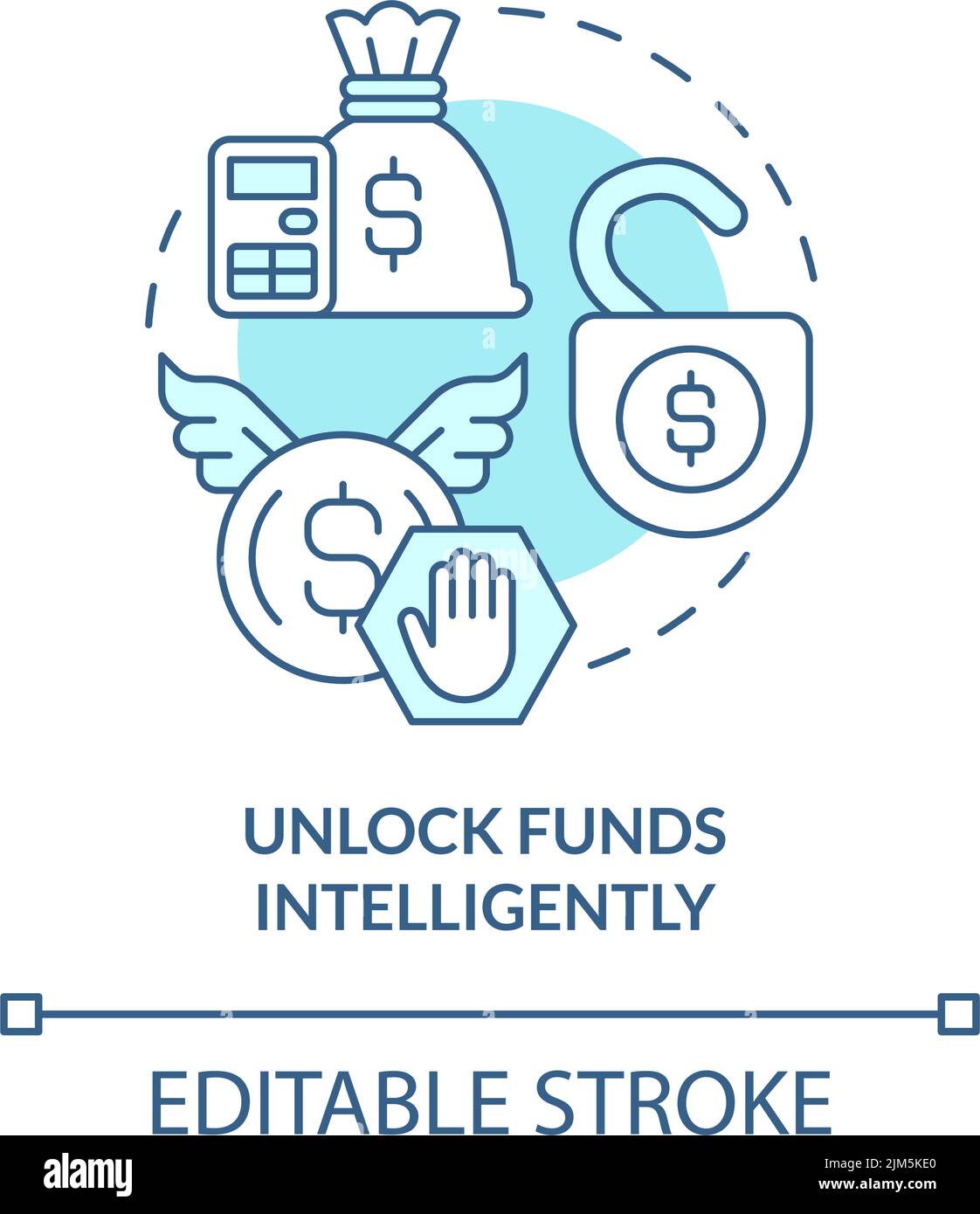Unlock funds intelligently turquoise concept icon Stock Vector Image ...