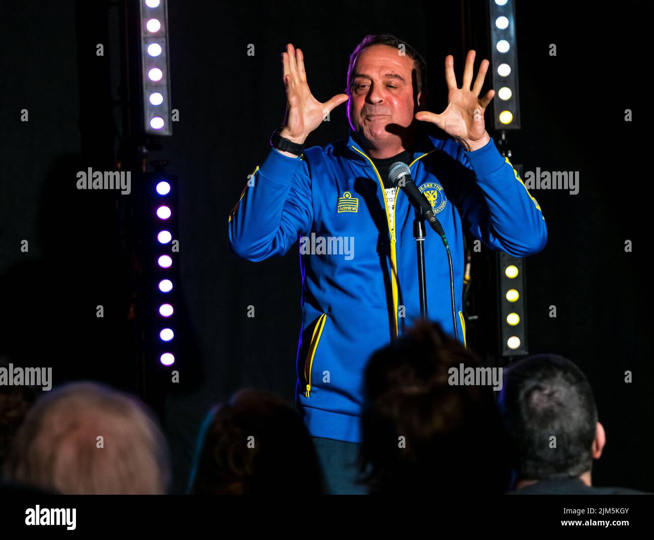 Edinburgh, Scotland, United Kingdom, 4th August 2022. Edinburgh Festival Fringe: The Stand Comedy Club presents a showcase of the comedic talent on offer at this year's Fringe at the New Town Theatre. Pictured: Mark Thomas.  Credit: Sally Anderson/Alamy Live News Stock Photo
