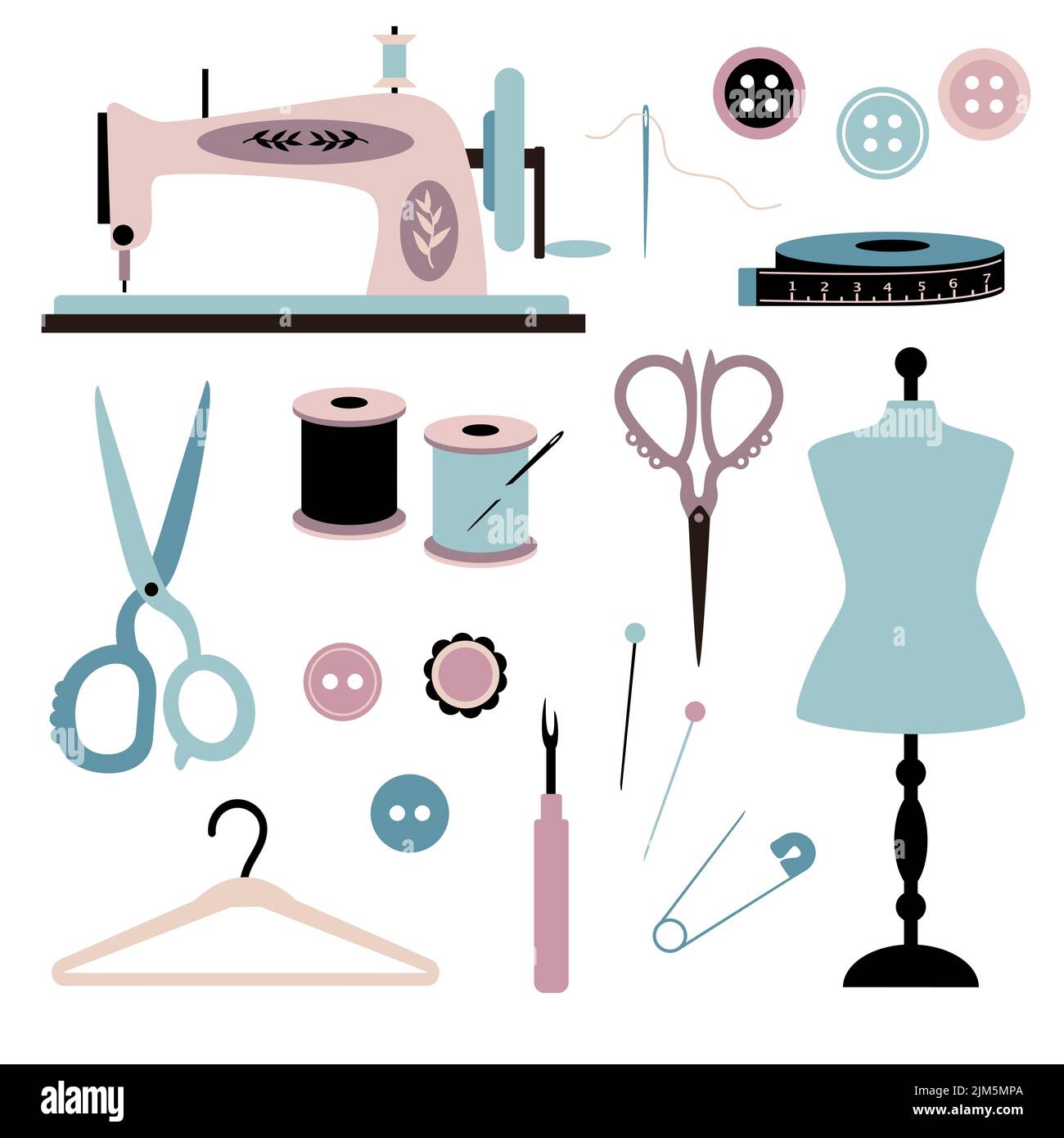 Sewing Stickers Diy Projects Tailoring Needlework Stock Vector