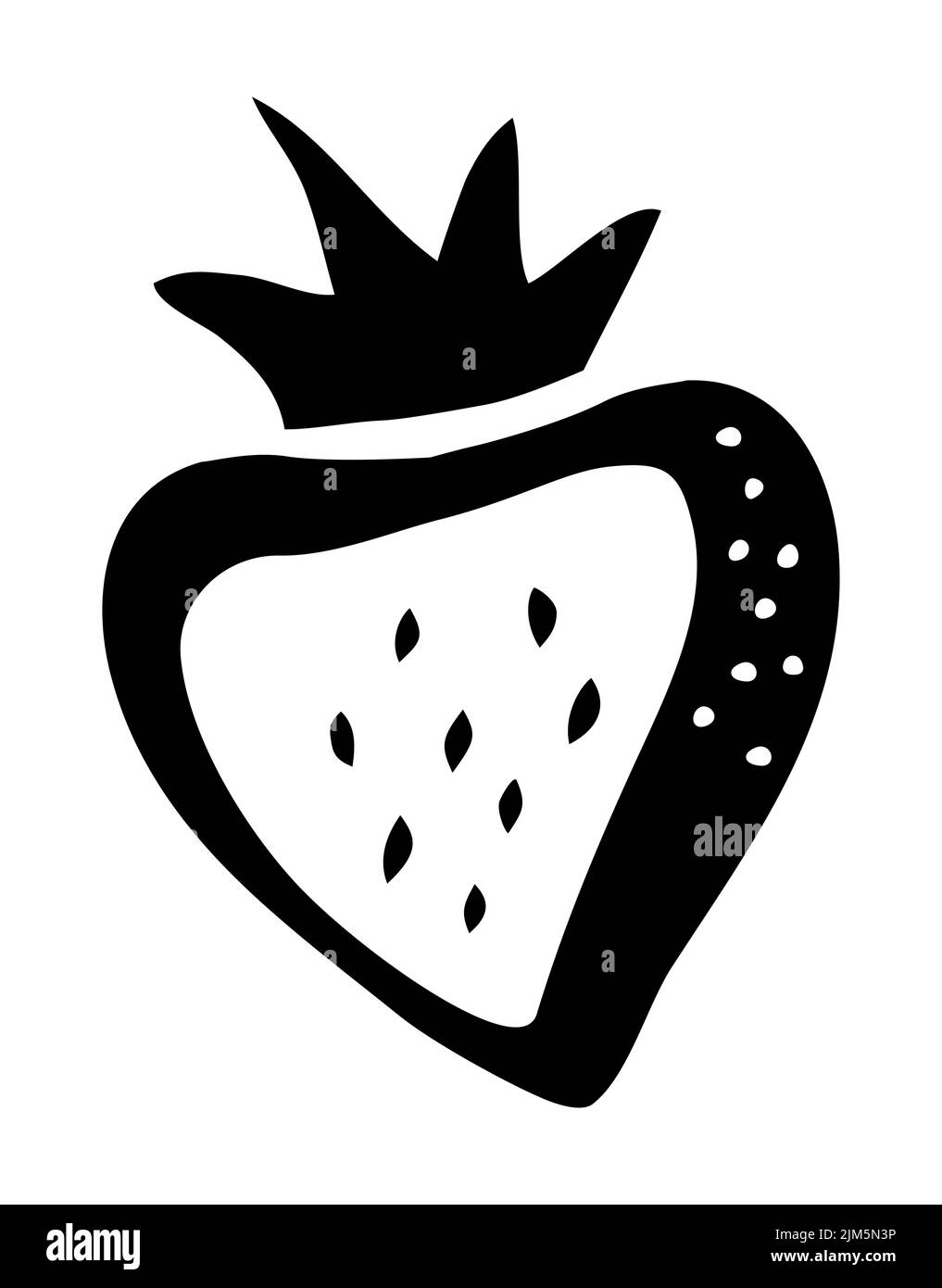 Strawberry drawing hand painted with ink brush isolated on white