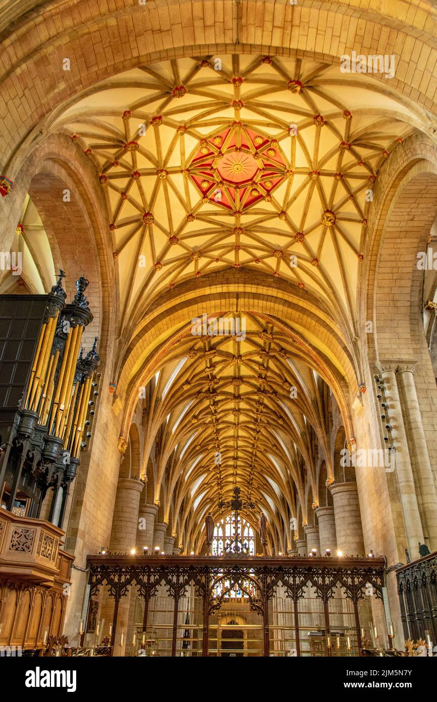 Ceiling in Tewkesbury Abbey, Tewkesbury, Gloucestershire, England Stock