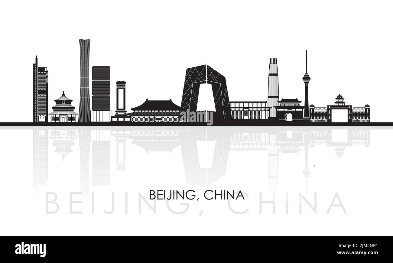 Silhouette Skyline panorama of city of Beijing, China - vector illustration Stock Vector