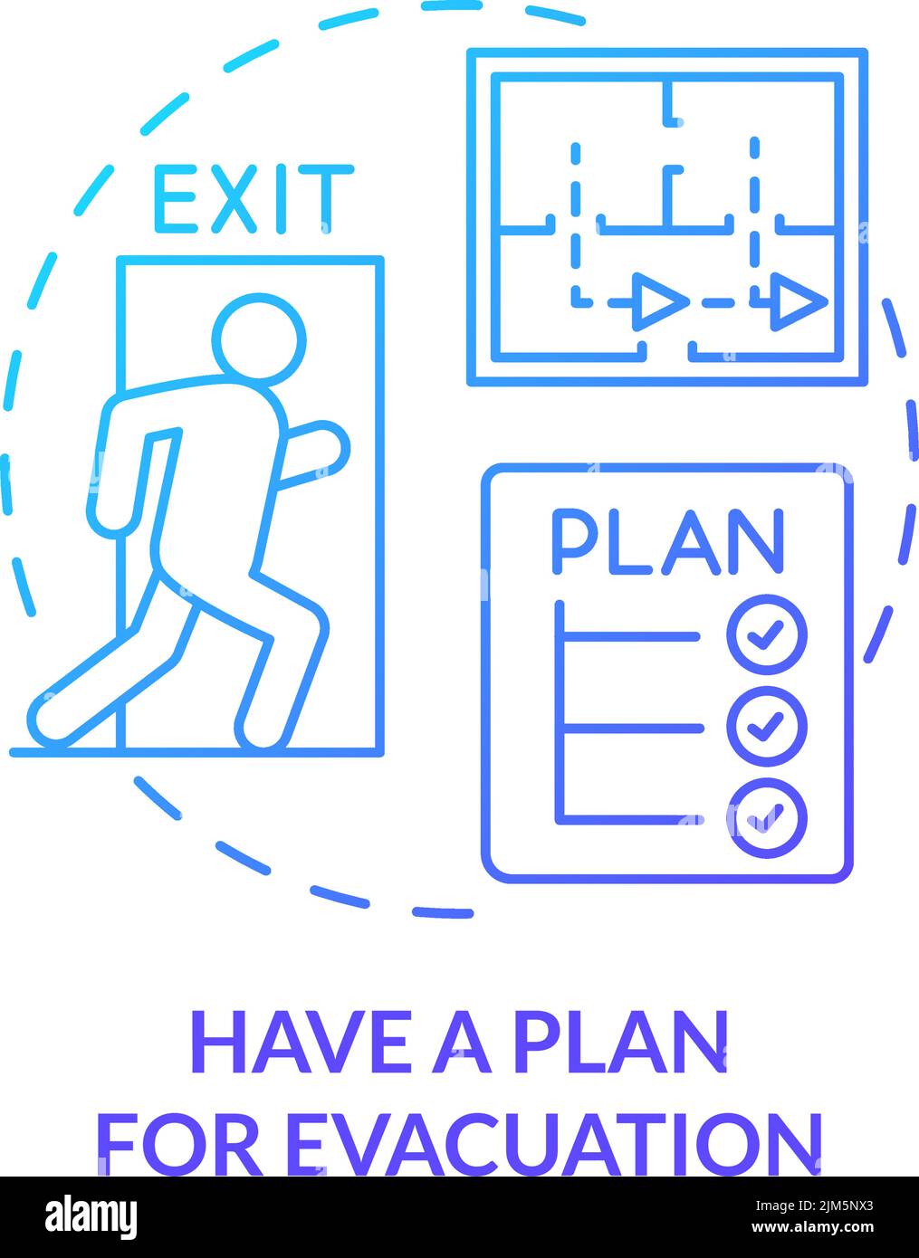 Have plan for evacuation blue gradient concept icon Stock Vector