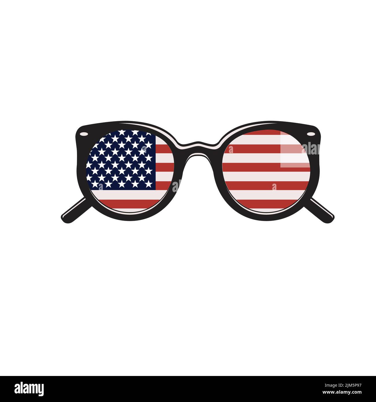 The vector illustration of the glasses with USA flag pattern isolated