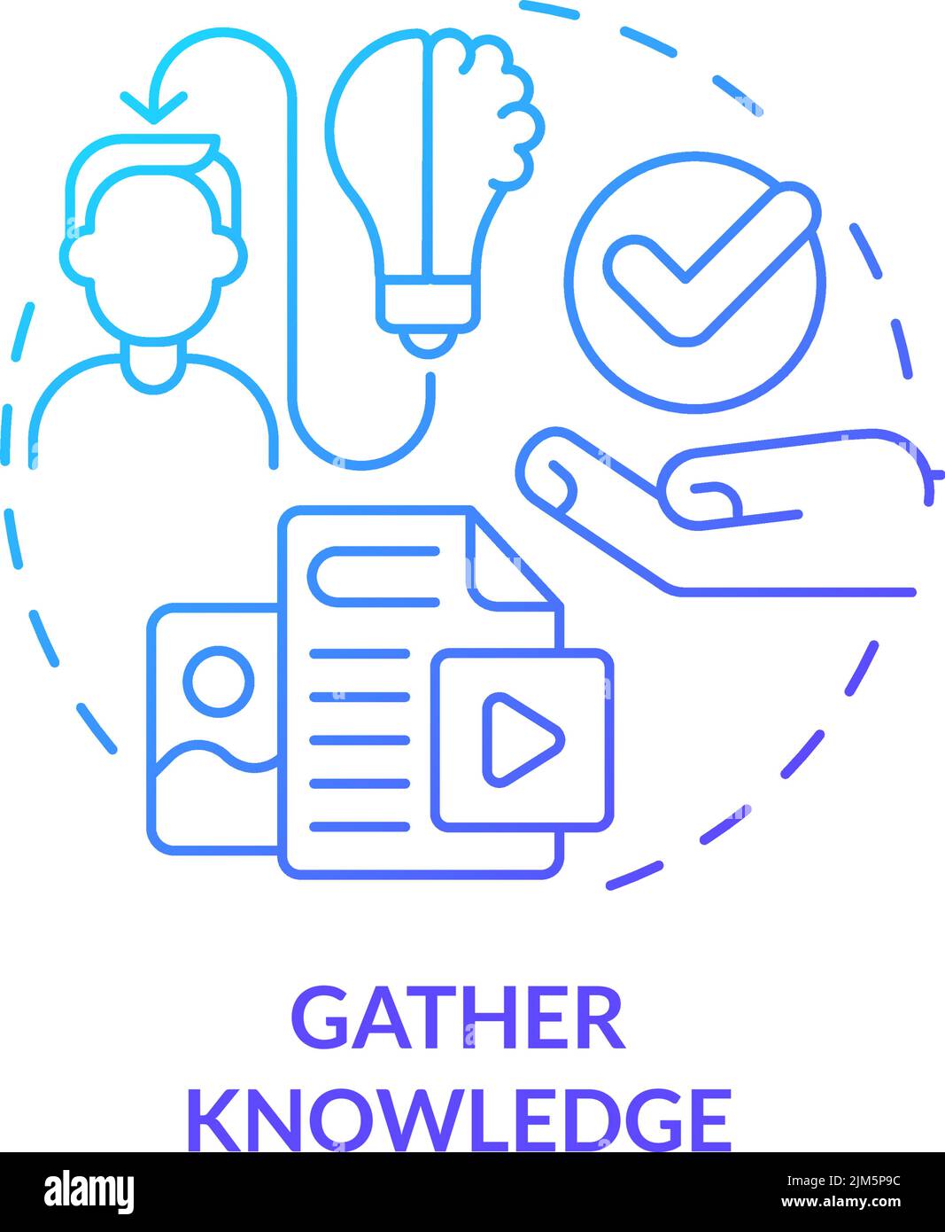 Gather knowledge blue gradient concept icon Stock Vector