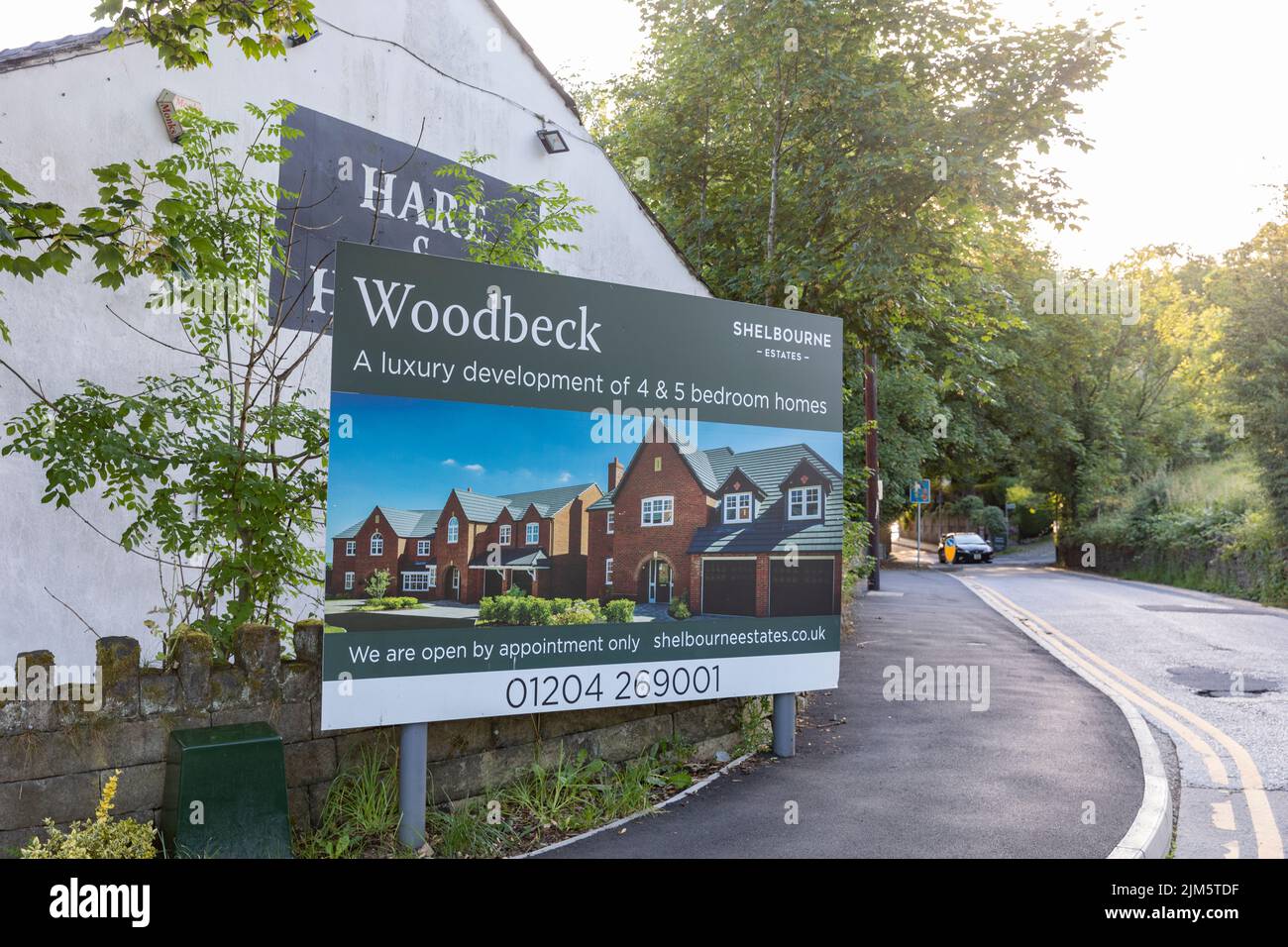 Woodbeck new housing development in Holcombe Brook,Ramsbottom,Bury, of 4 and 5 bed detached houses,Lancashire,England,UK summer 2022 Stock Photo
