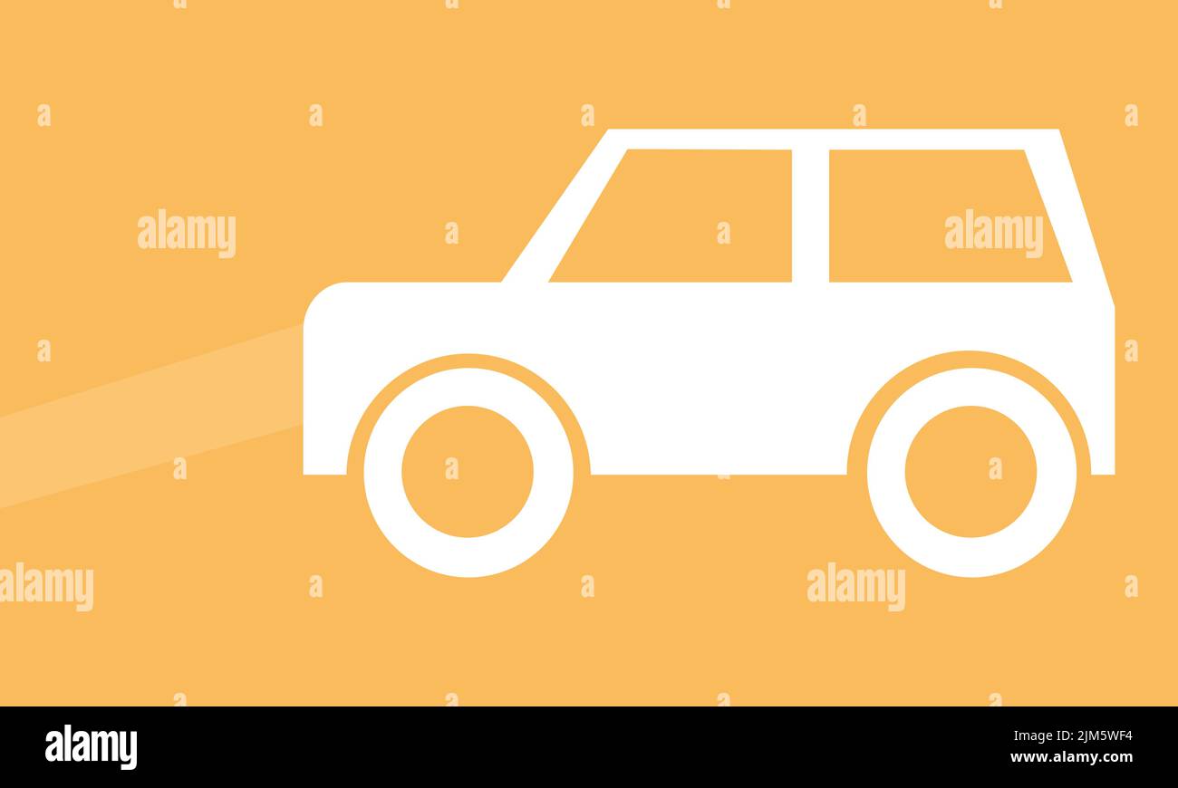A vector illustration of a white car on a yellow background Stock ...