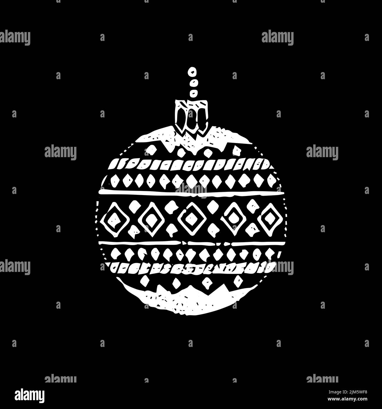 Decorative Christmas Ball Black Dotwork. Vector Illustration of Hand ...