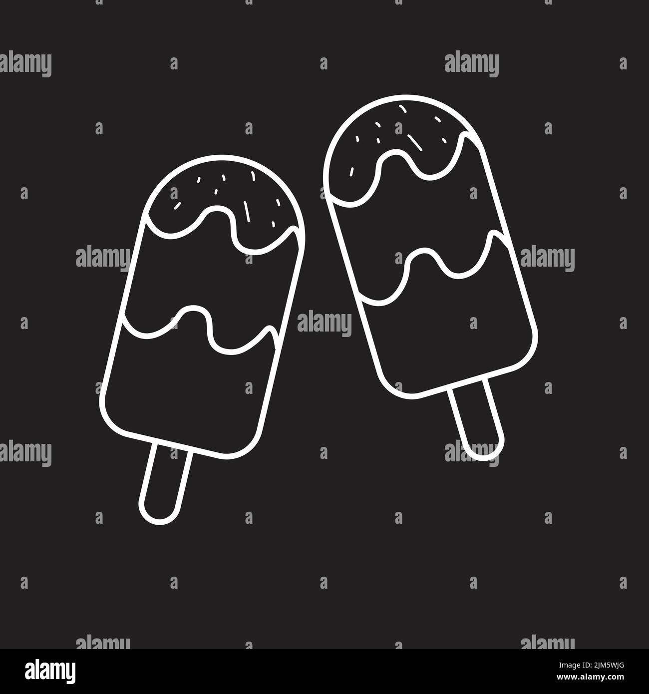 A popsicle ice cream on a stick with chocolate, isolated on a black ...