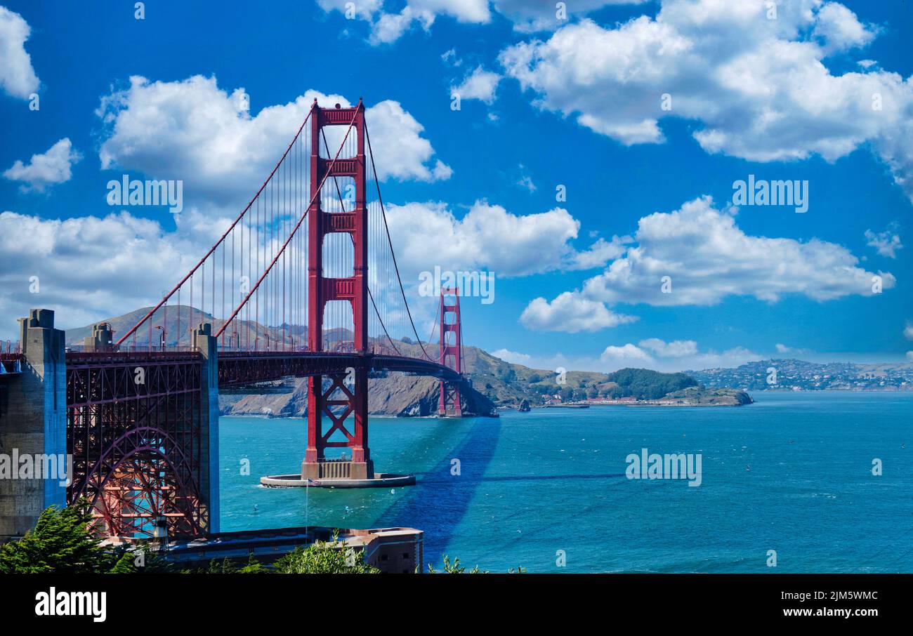 View Across the Golden Gate Bridge in San Francisco Stock Photo