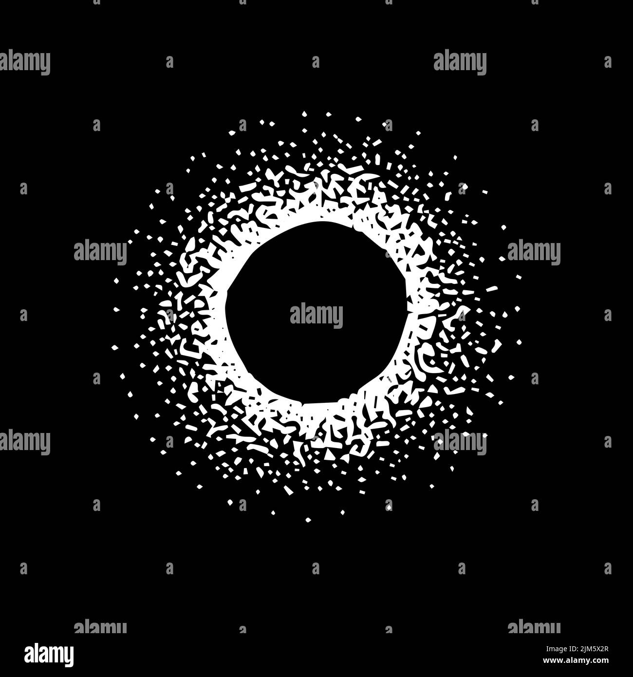 Sun Eclipse Black Dotwork. Vector Illustration of Hand Drawn Objects. Stock Vector