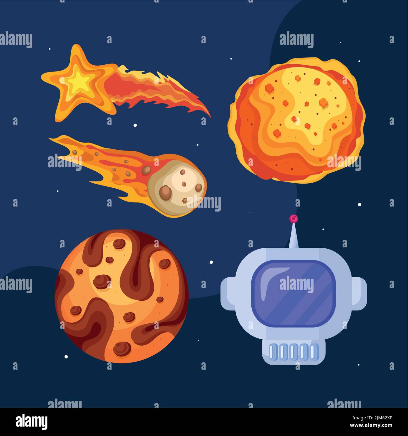 five universe space icons Stock Vector