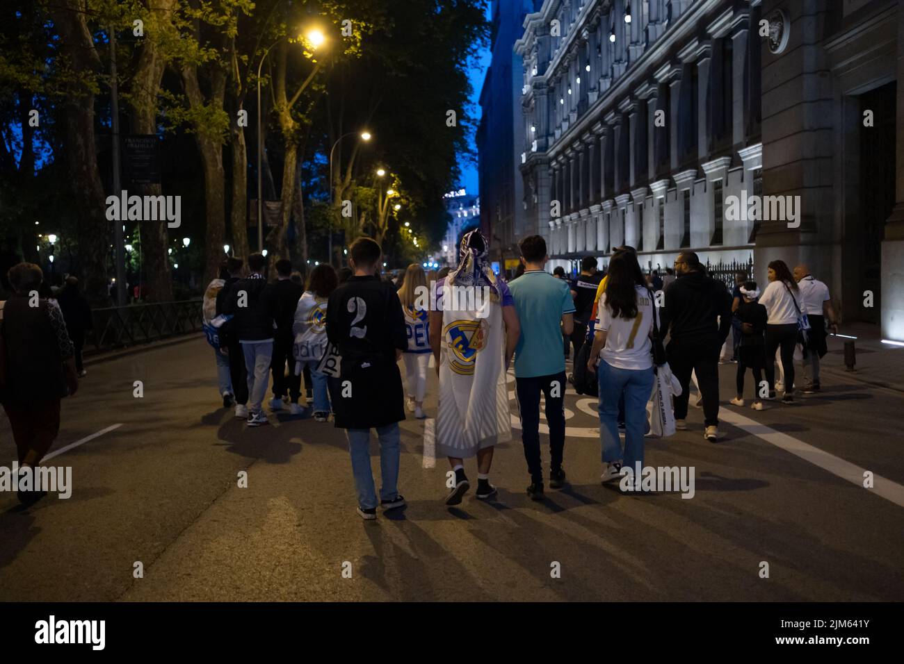 Real Madrid fans celebrate 35th Spanish La Liga title in Madrid Stock Photo