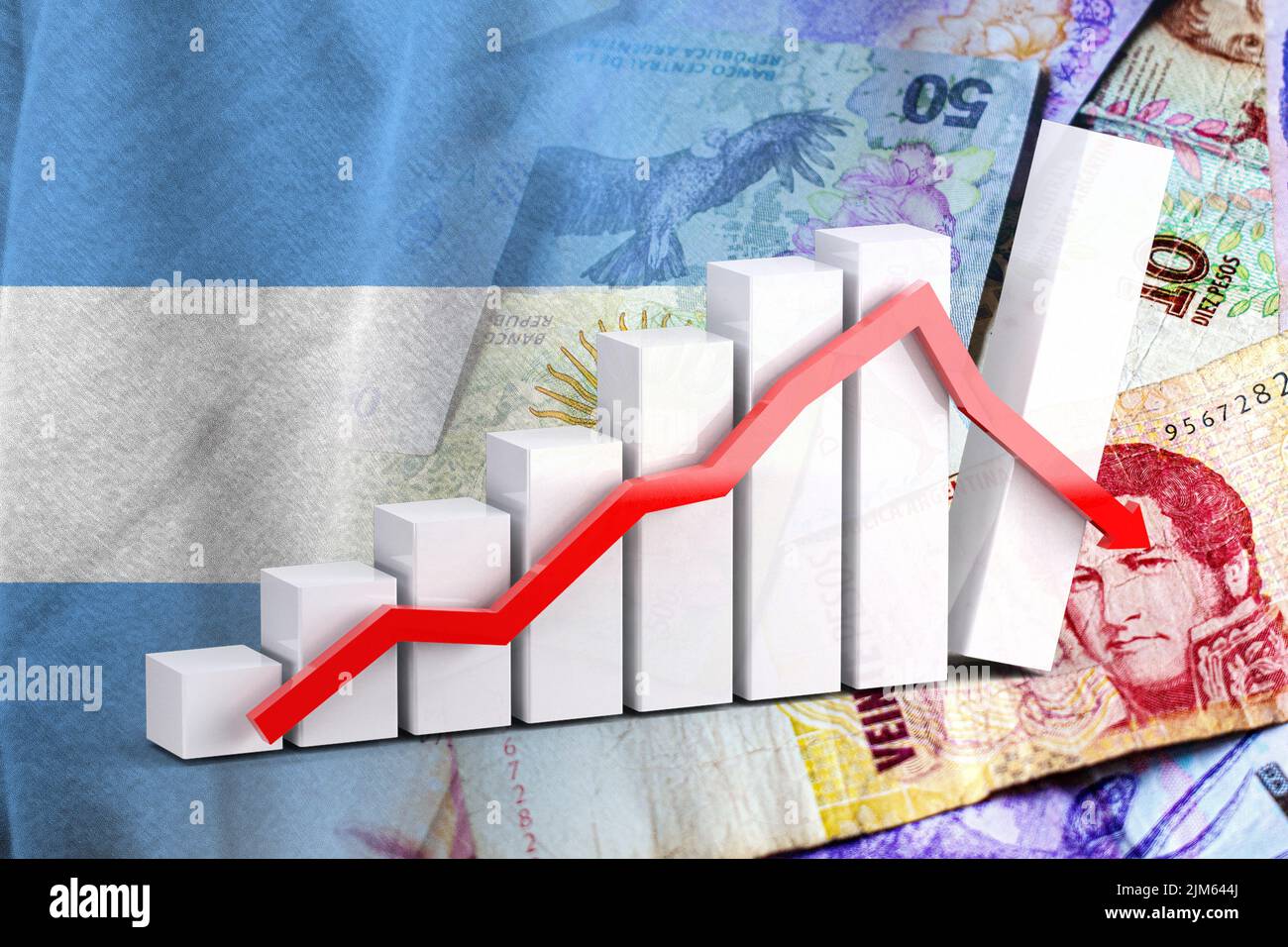 Argentina crisis economy stock exchange market down chart fall trading  graph finance Fiscal deficit High inflation loan Argentina interest rate is  hig Stock Photo - Alamy