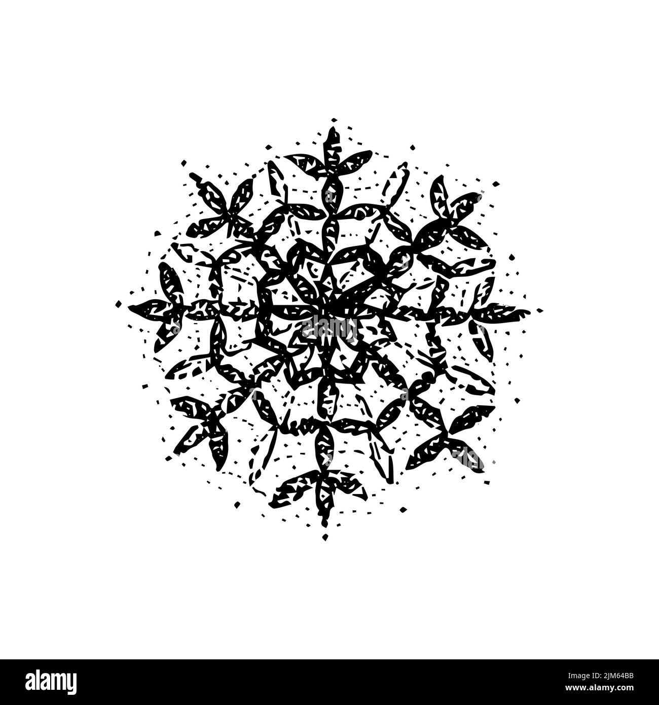 Snowflake Winter Dotwork. Vector Illustration of Hand Drawn Objects ...