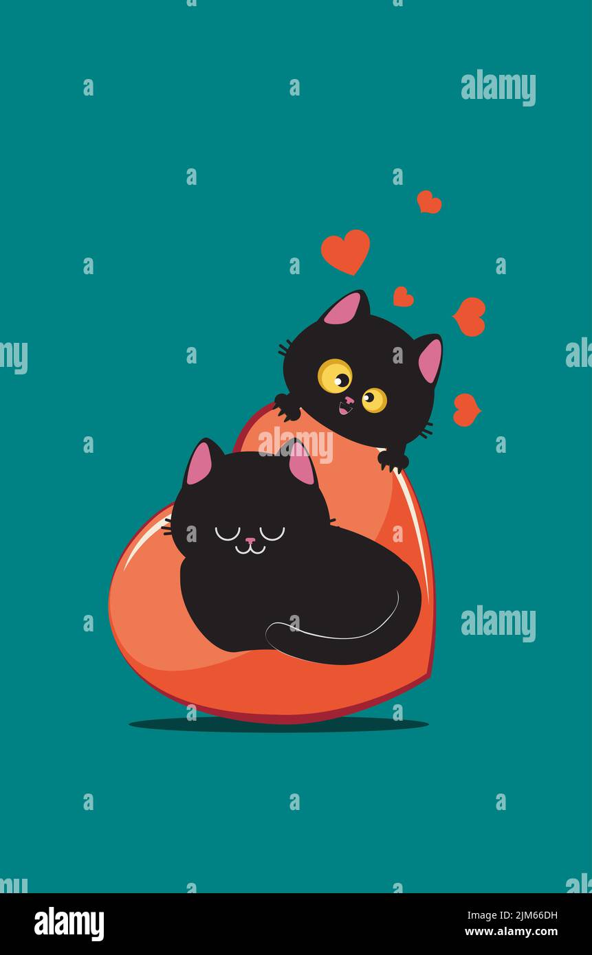 Two Cats in Love Hug Doodle Icon. Cute Pets Vector Art Stock Vector -  Illustration of friends, artwork: 241281449