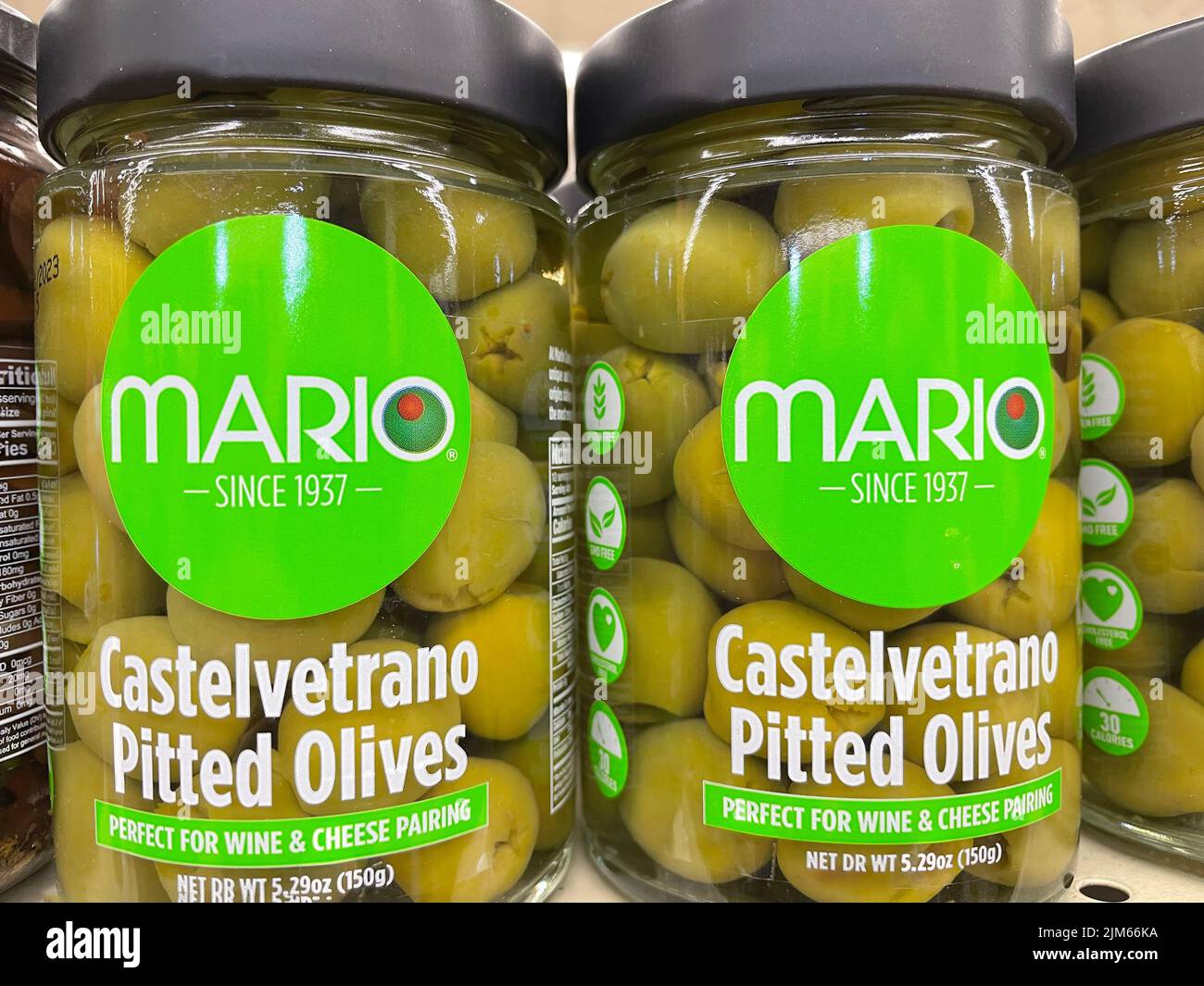 Grovetown, Ga USA 03 20 22 Retail store Olives Mario olive in jar