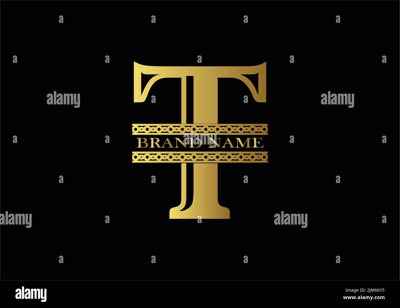 Initial T letter luxury beauty flourishes ornament golden monogram logo ...
