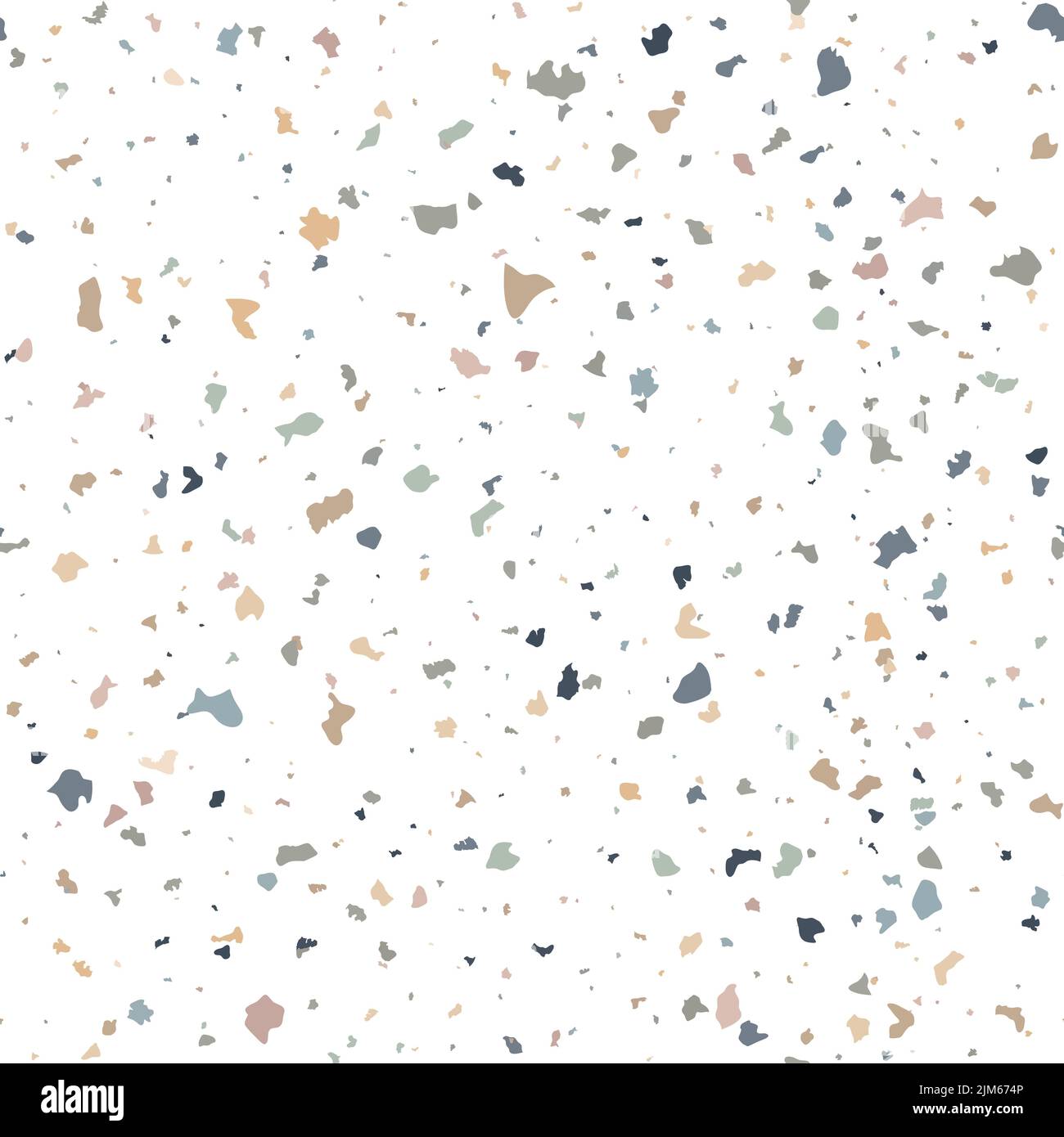 Terazzo seamless pattern composed of pieces of granite, quartz, marble and stone. Speckled floor texture. White classic paving design. Abstract wall b Stock Vector