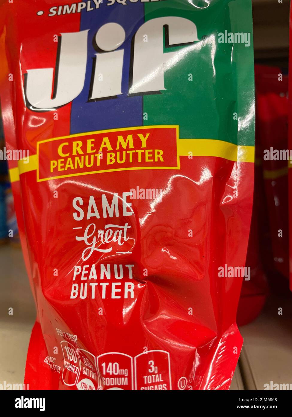 Grovetown, Ga USA 03 20 22 Retail store Peanut Butter Jif squeeze
