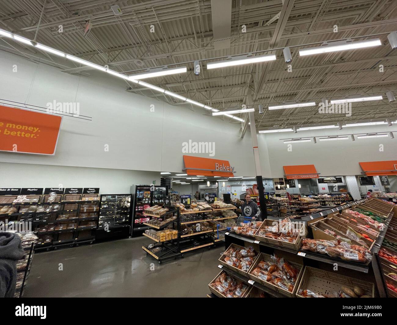 Grovetown, Ga USA - 11 24 21: Walmart Thanksgiving shoppers bakery area Stock Photo