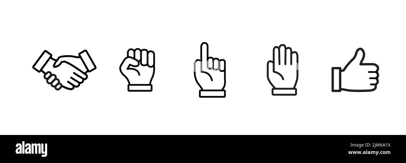 Hand icon set. Sign language. Gestures Fingers Stock Vector