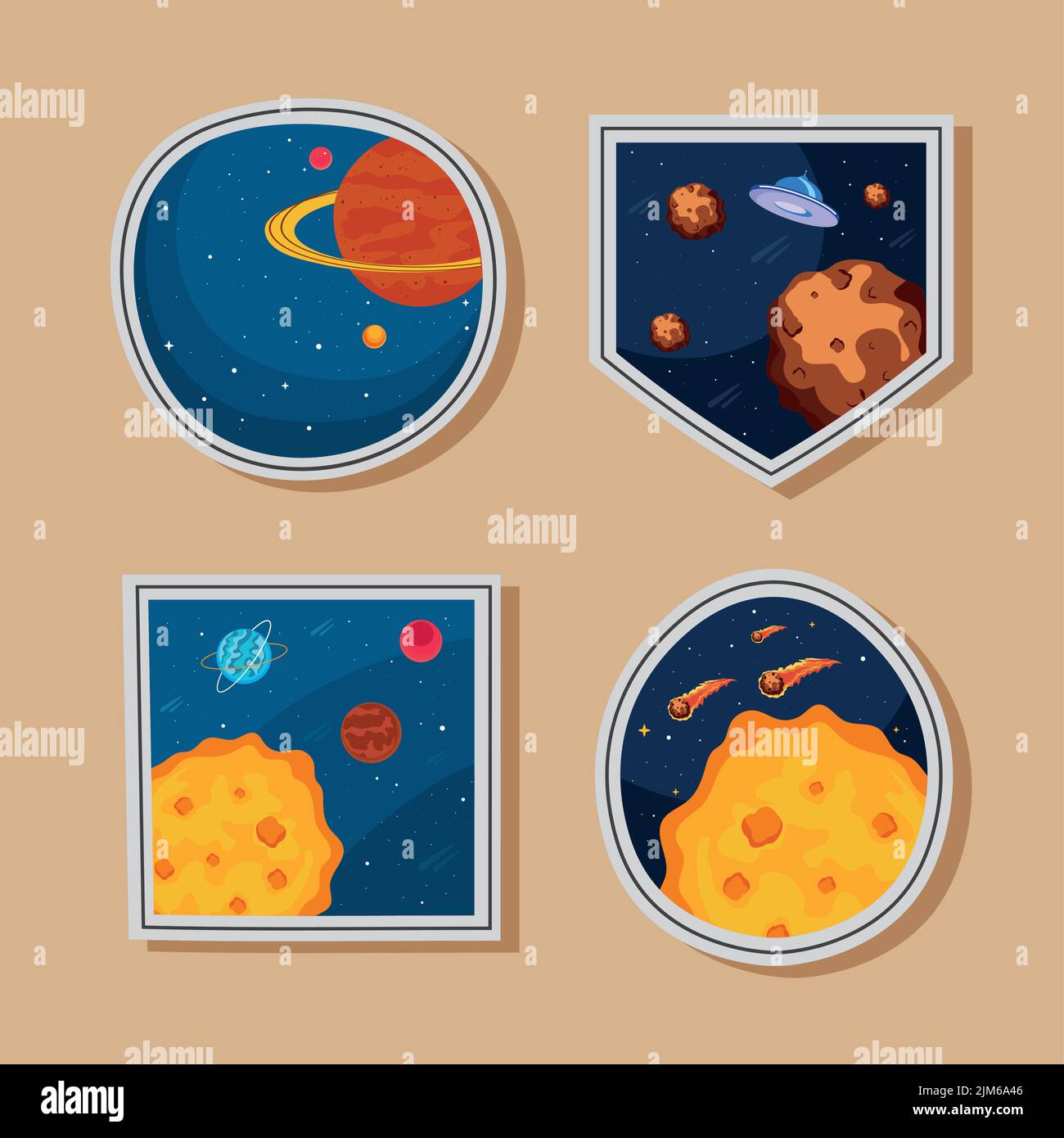 four space retro stickers Stock Vector Image & Art - Alamy