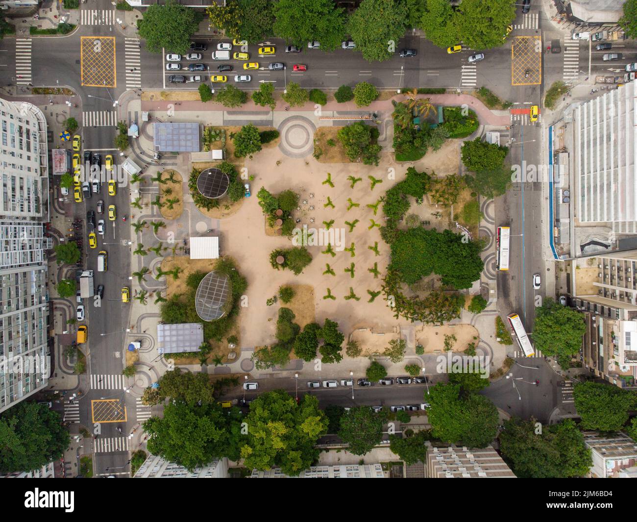An aerial view of the park surrounded by trees Stock Photo - Alamy
